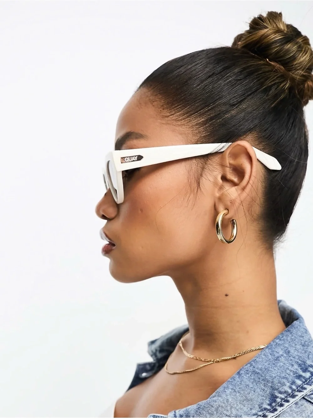 Quay Narrow Down Sunglasses - Bone